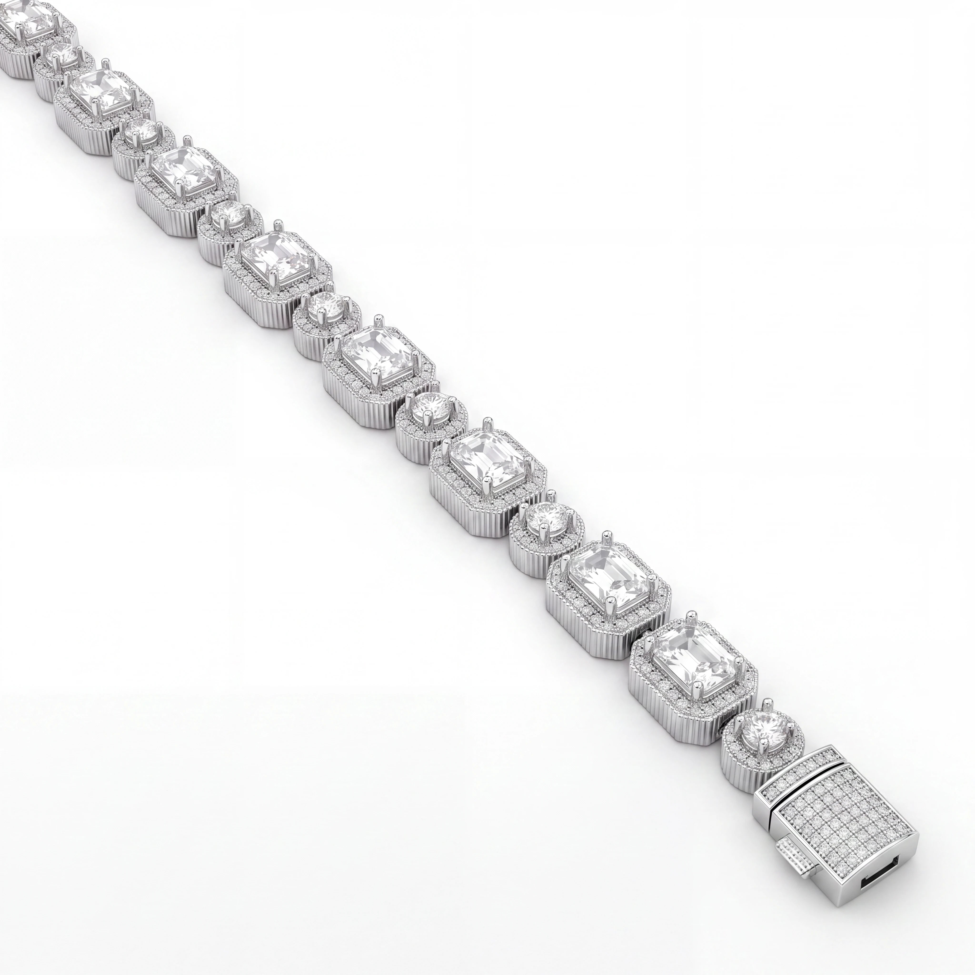 Baguette Iced Bracelet (Silver)
