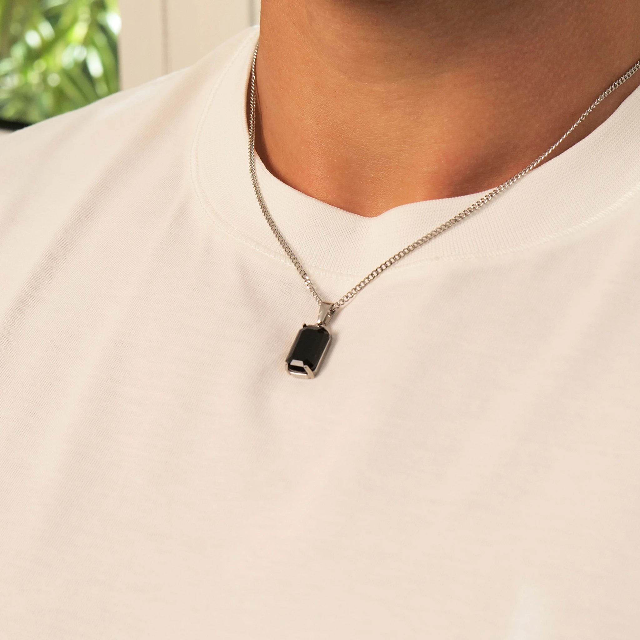 Black Stone Pendant (Silver)