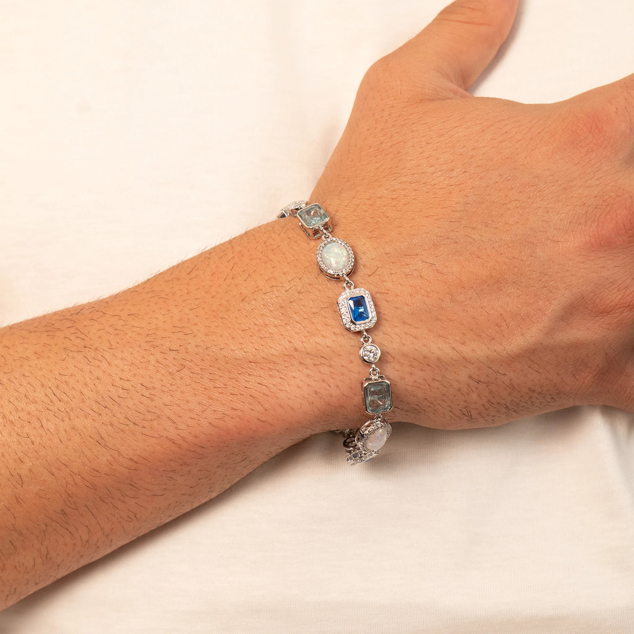 Blue Sapphire Gemstone Bracelet (Silver)