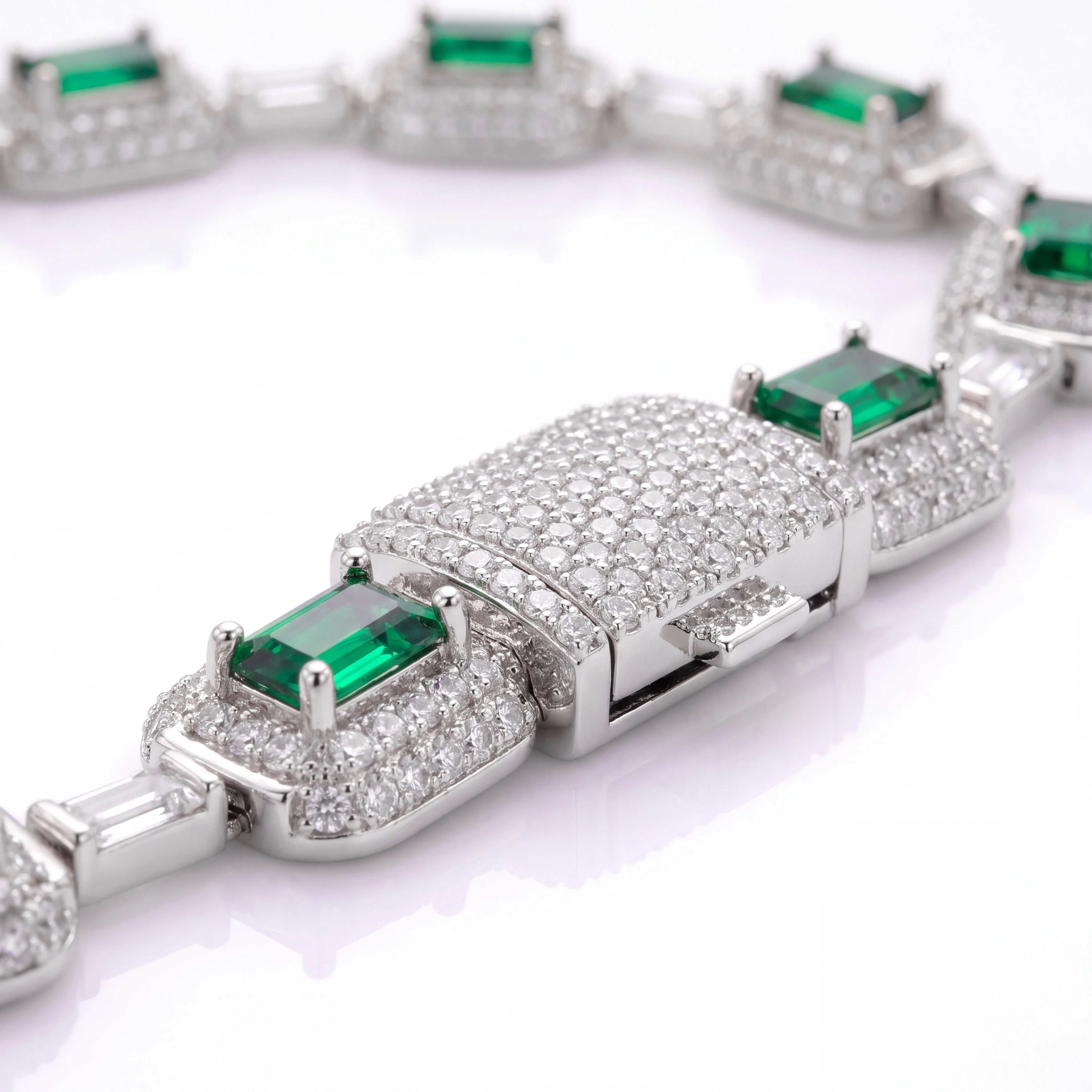 Emerald Green Iced Bracelet (Silver)