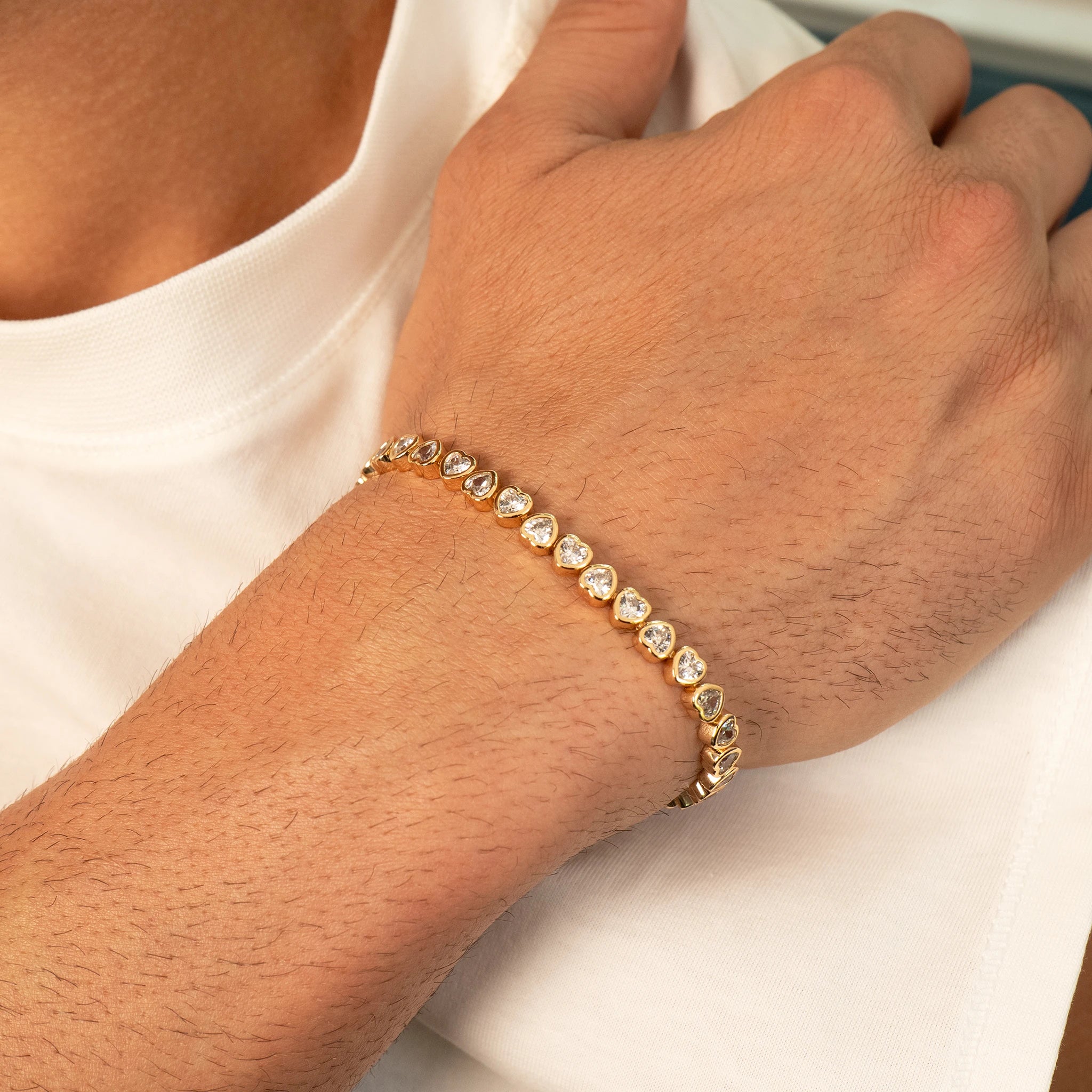 Hearts Iced Bracelet (Gold)