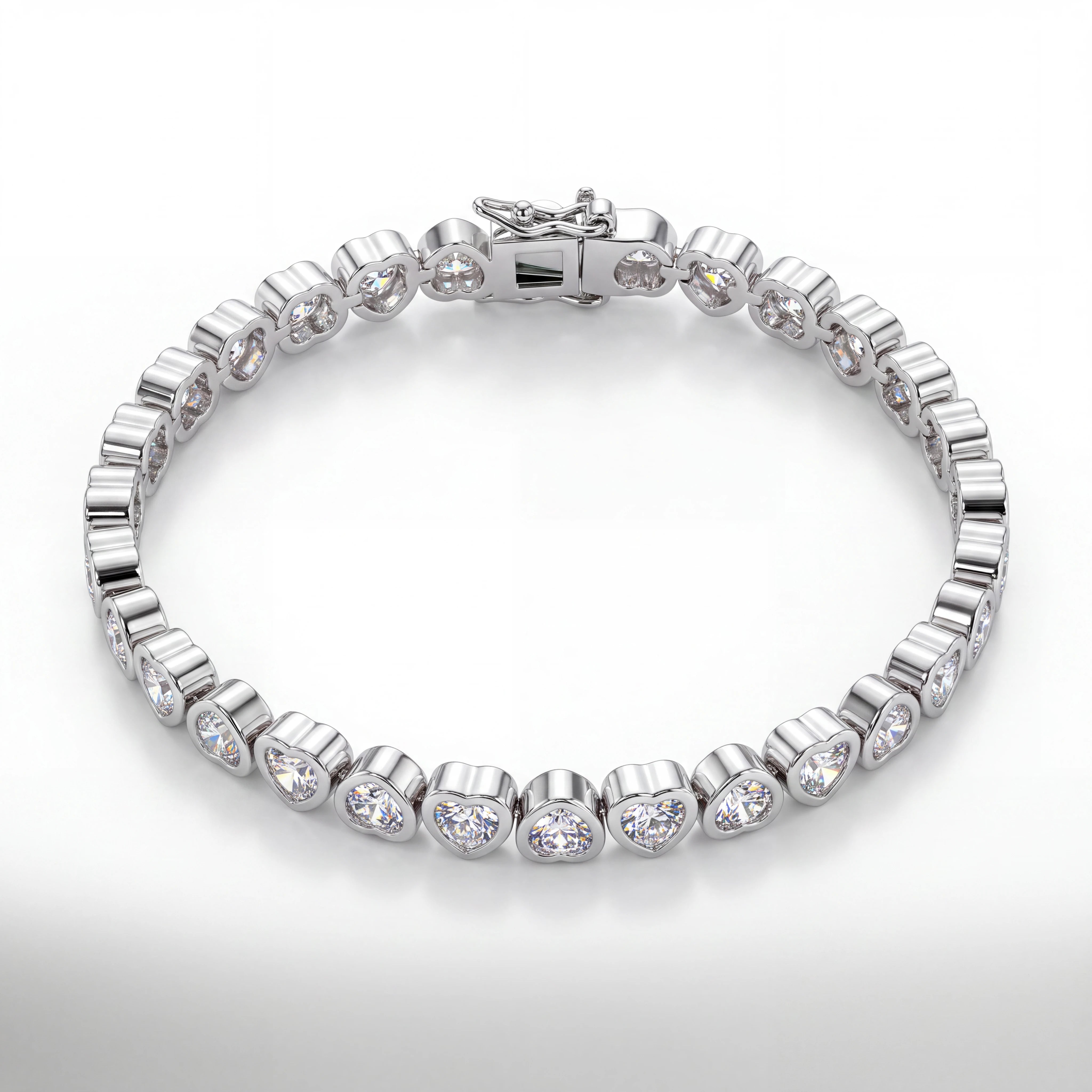 Hearts Iced Bracelet (Silver)