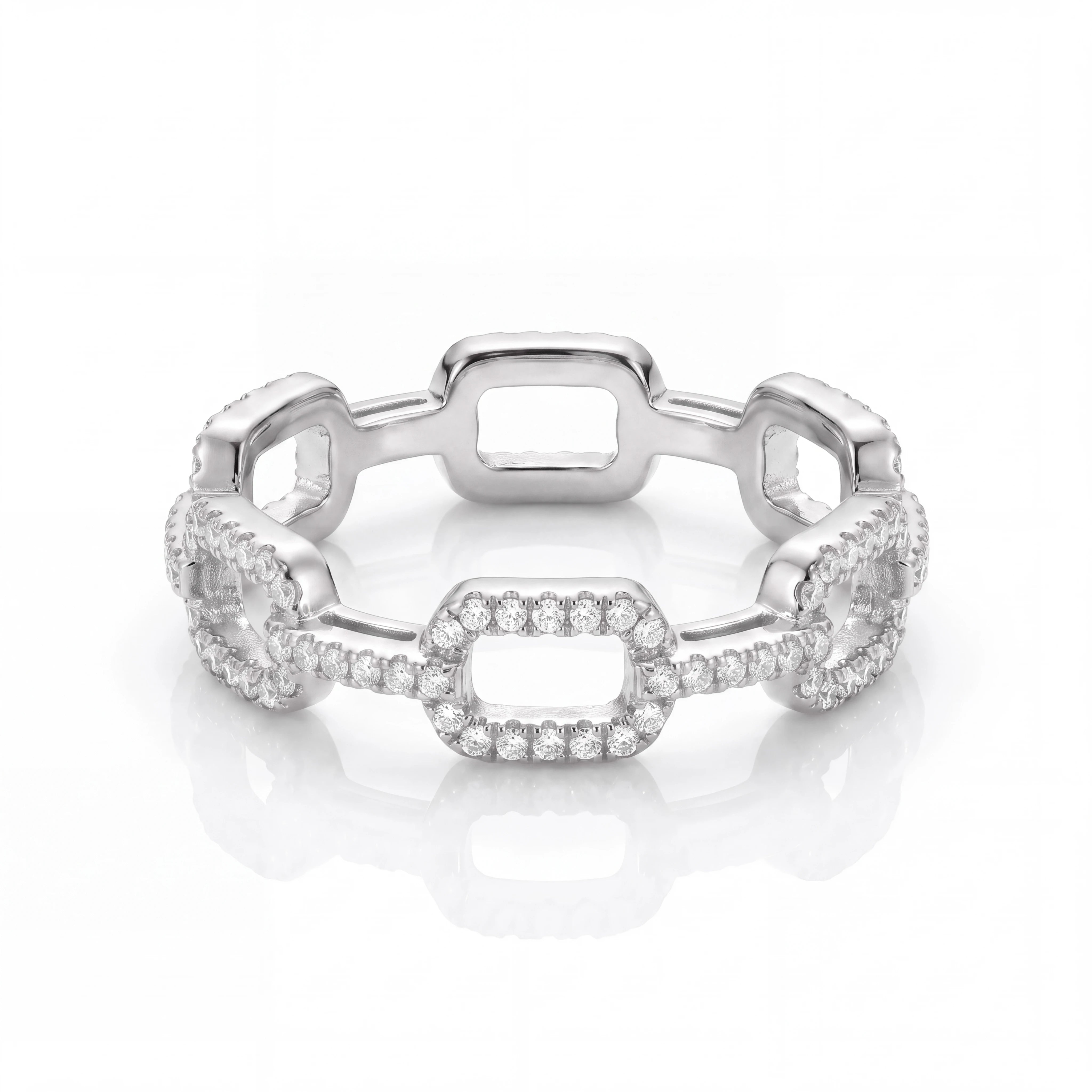 Iced Paperclip Ring (Silver)