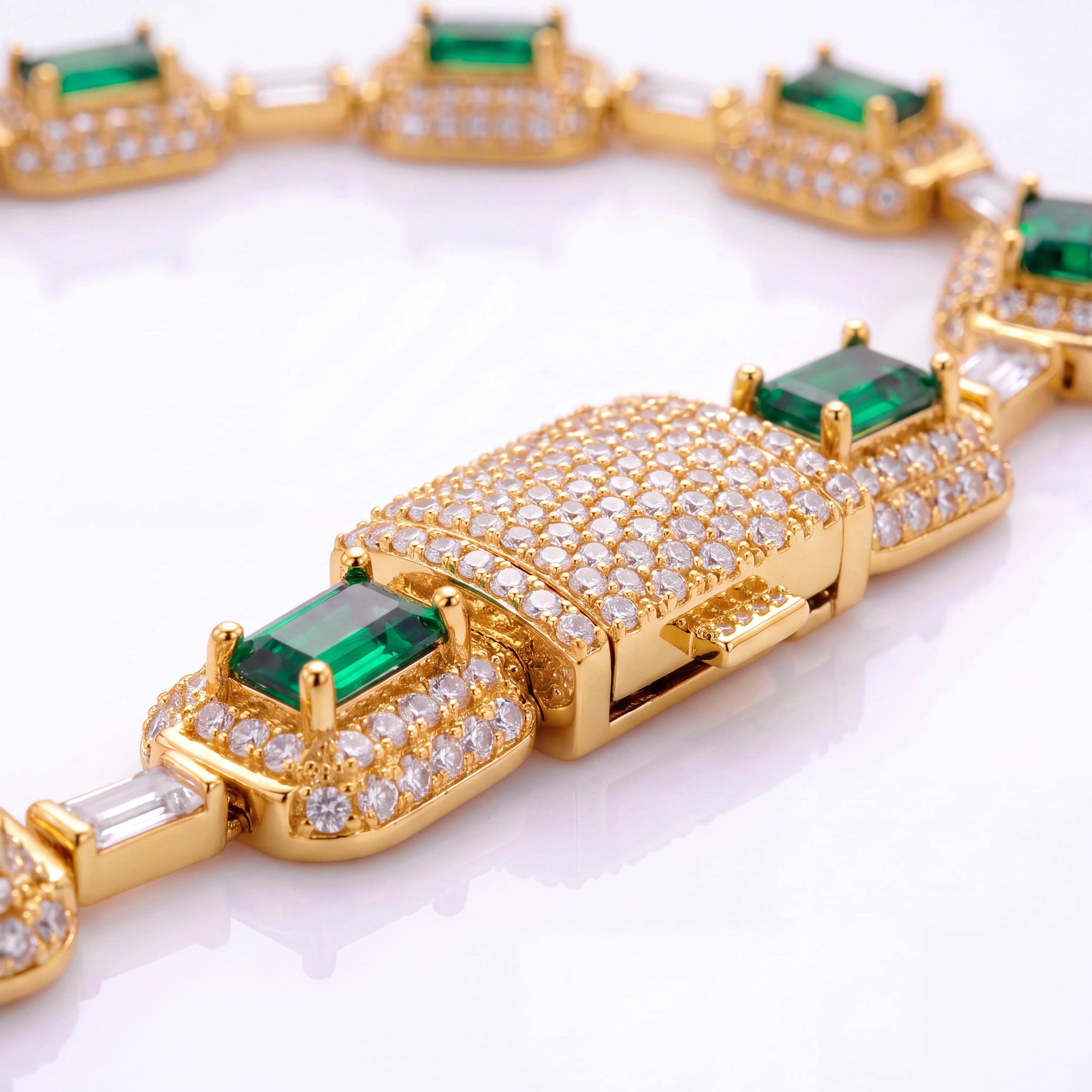 Emerald Green Iced Bracelet (Gold)