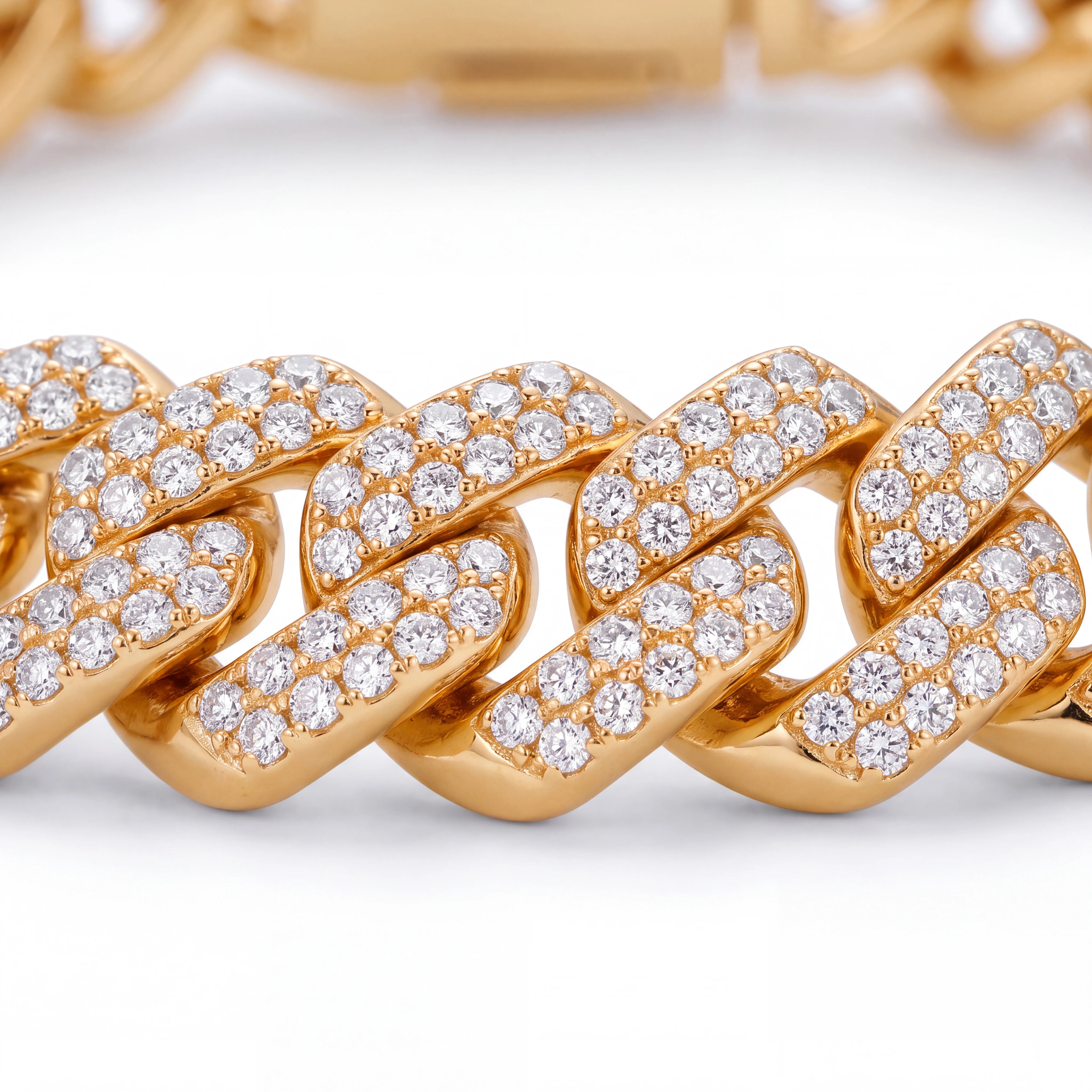 Prong Link Iced Cuban Bracelet (Gold)
