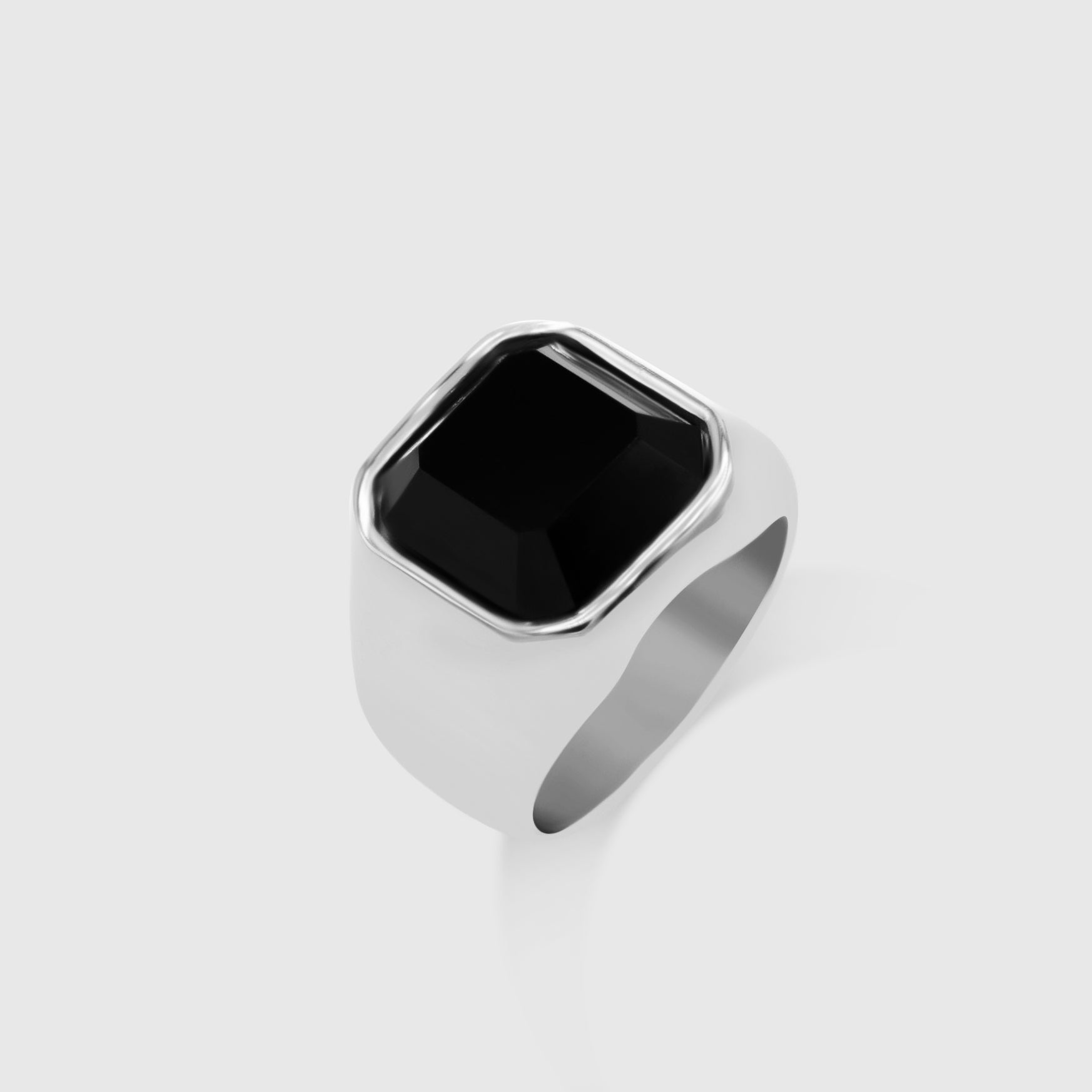 SQUARE STONE SIGNET RING (SILVER)