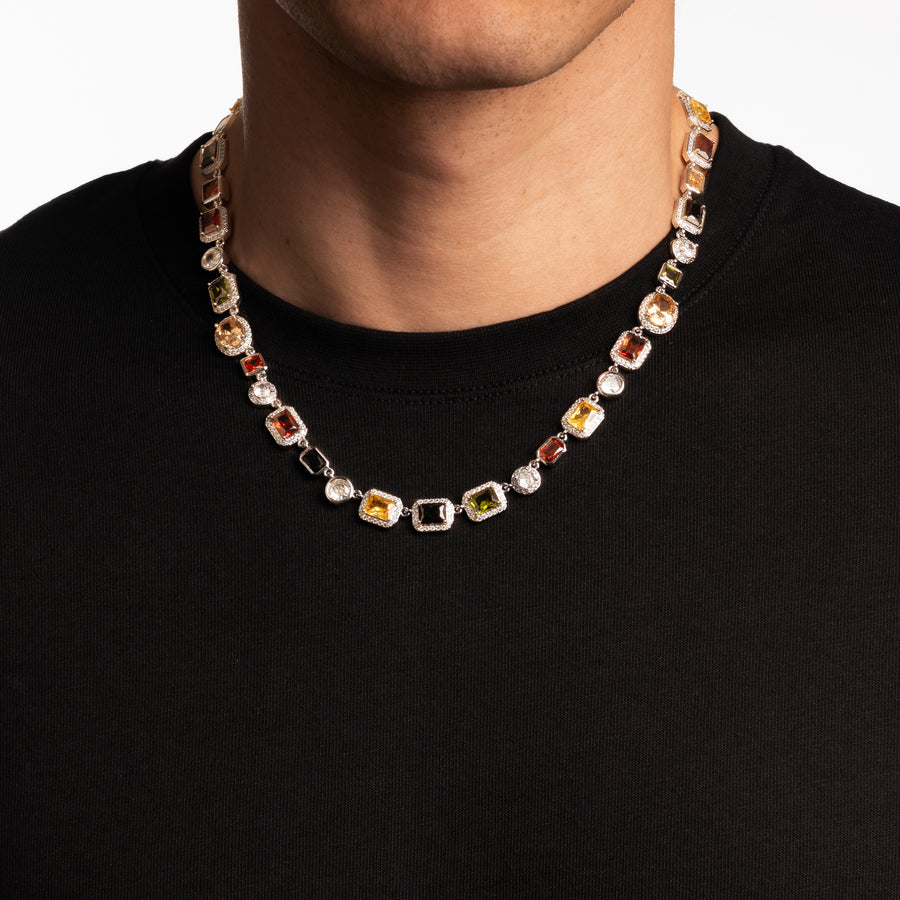 Gemstone Necklace (Silver)