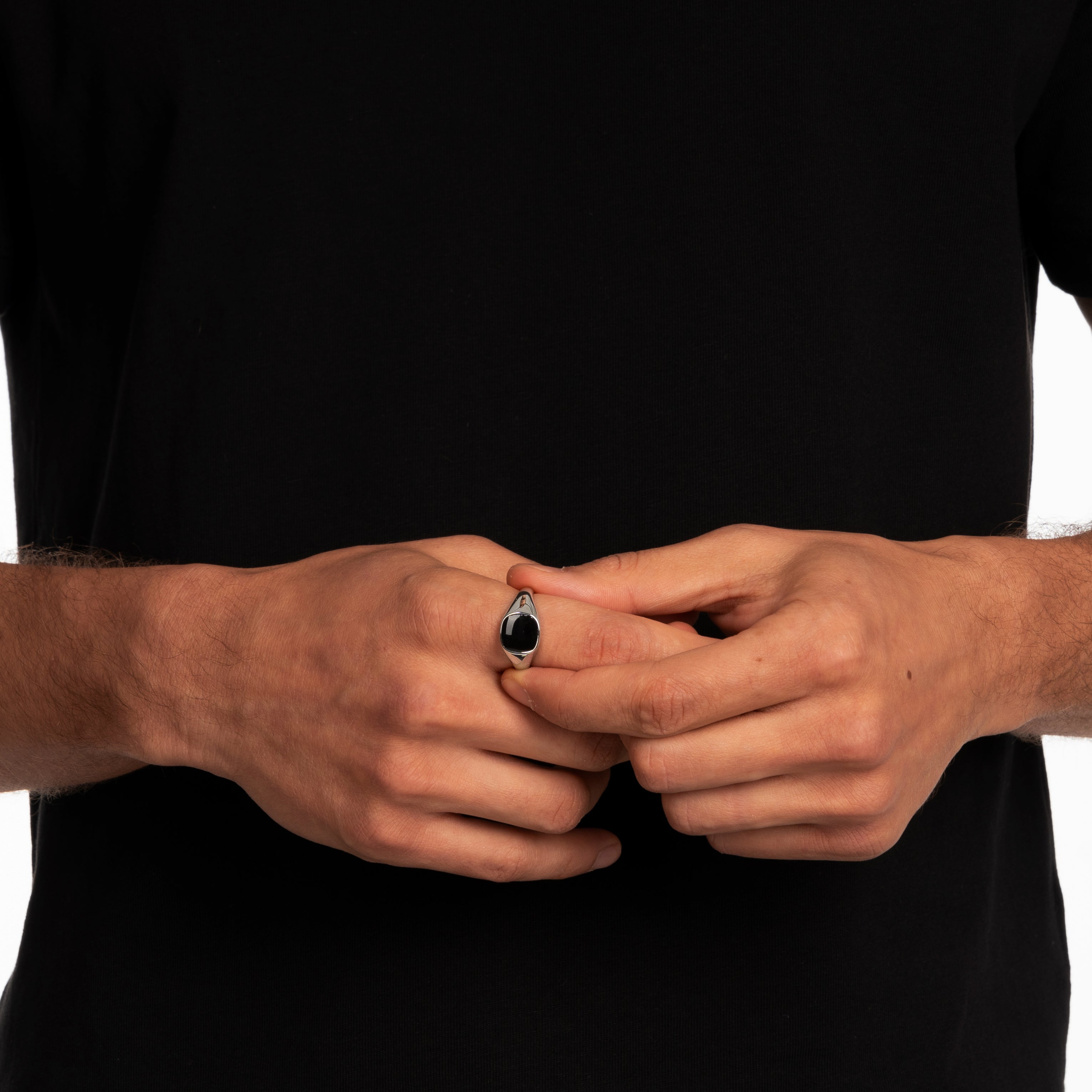 OVAL STONE SIGNET RING (SILVER)