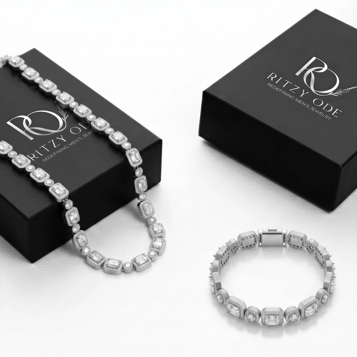 Baguette Iced Set (Silver)