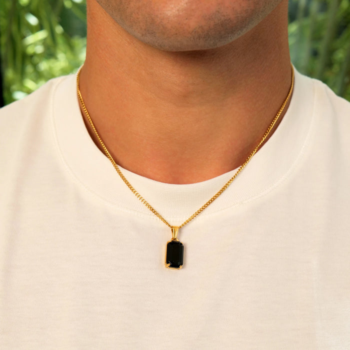Black Stone Pendant (Gold)