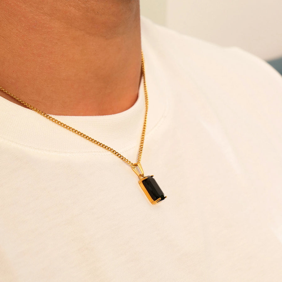 Black Stone Pendant (Gold)