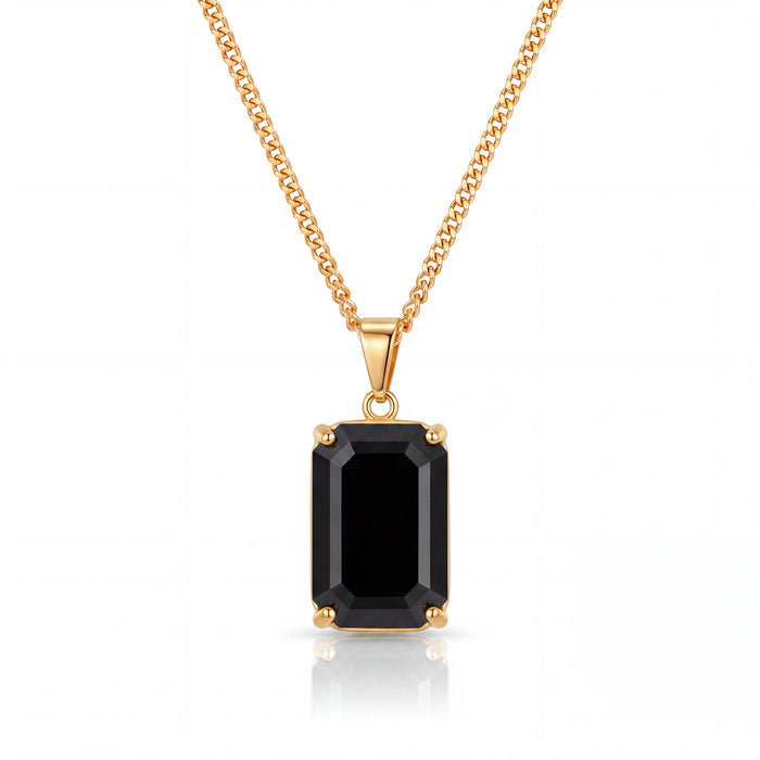 Black Stone Pendant (Gold)