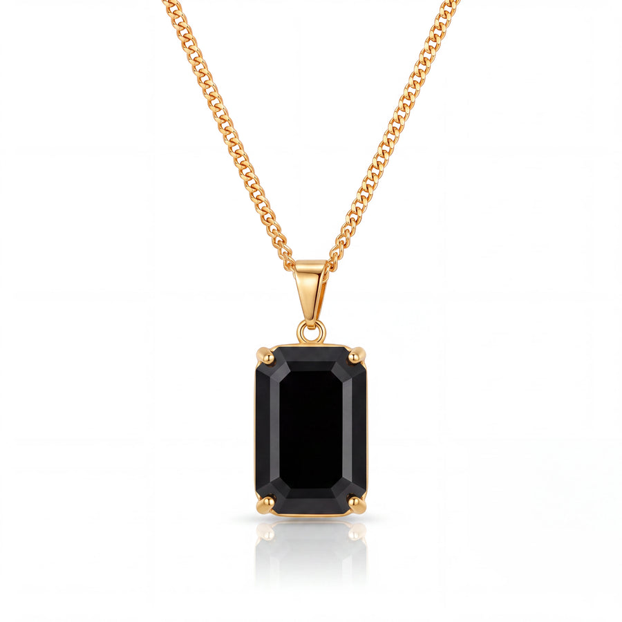 Black Stone Pendant (Gold)