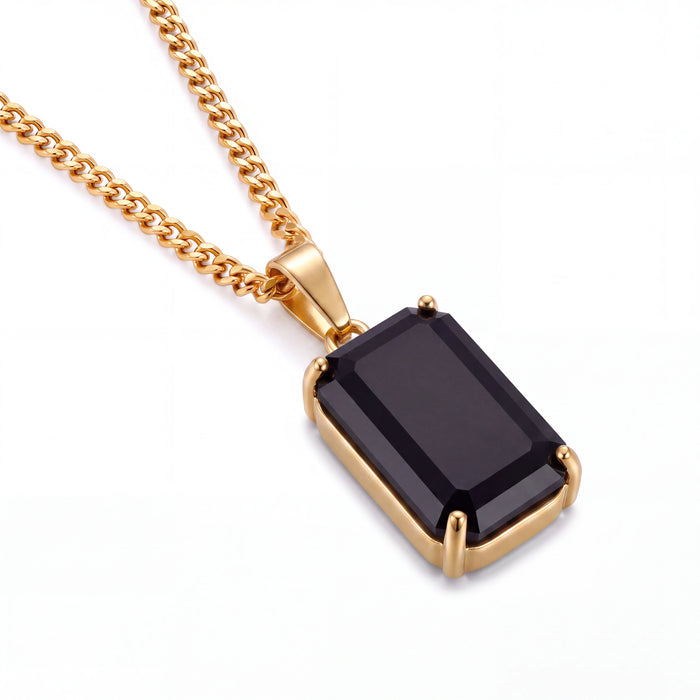 Black Stone Pendant (Gold)