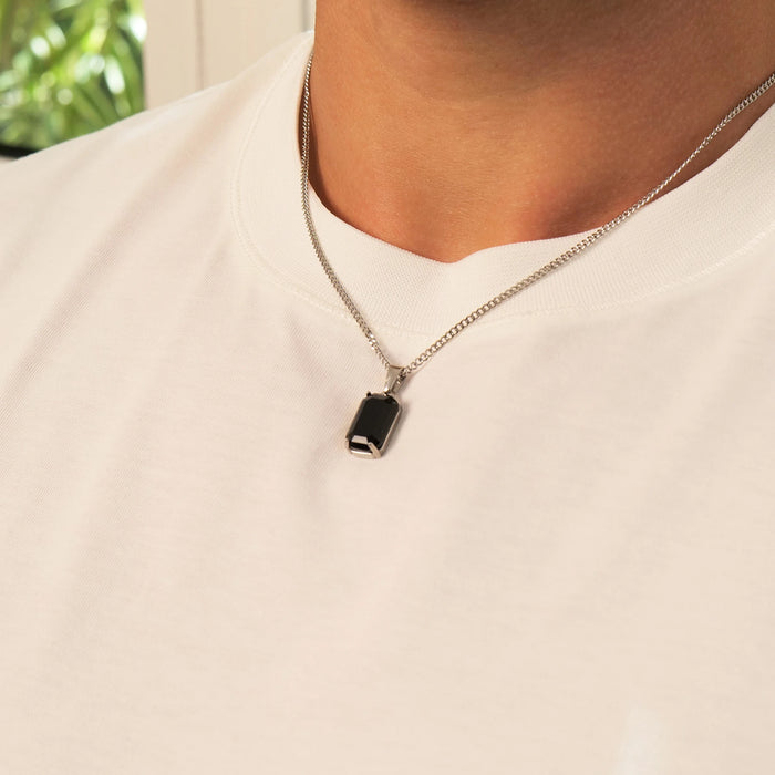 Black Stone Pendant (Silver)