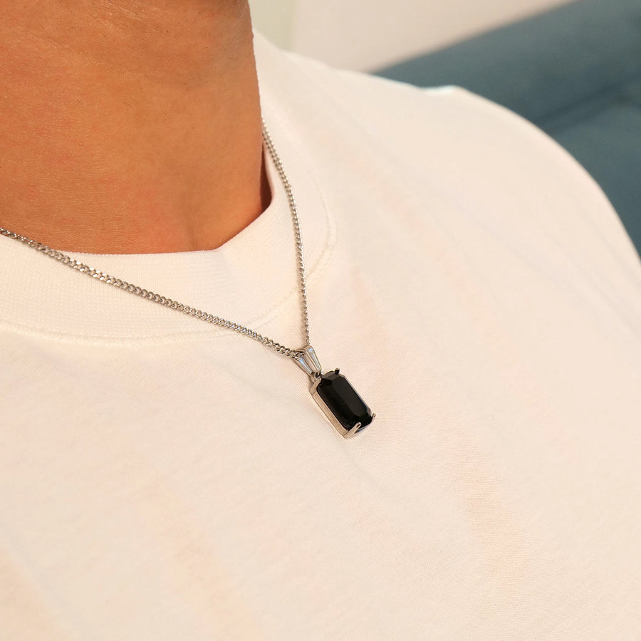 Black Stone Pendant (Silver)
