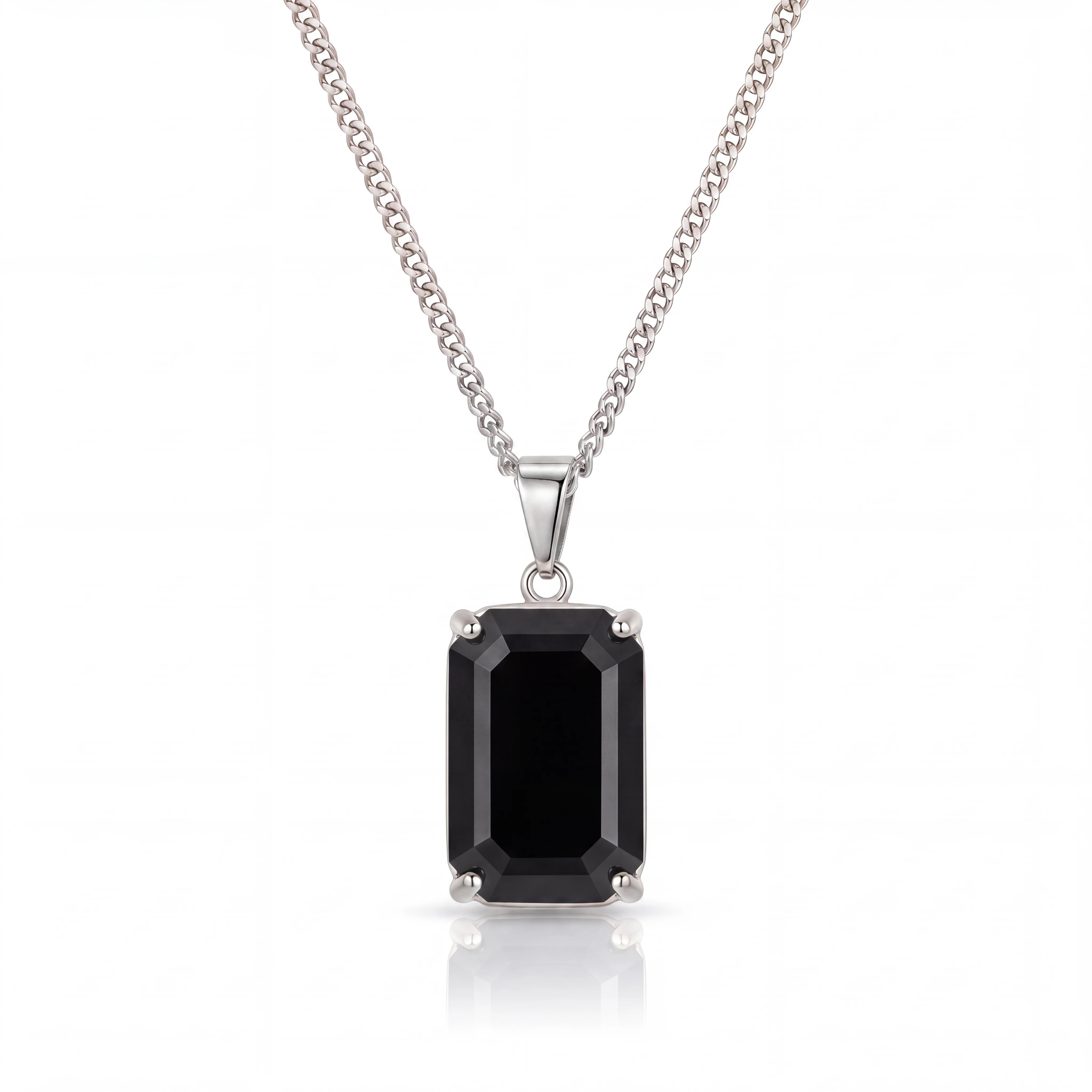 Black Stone Pendant (Silver)