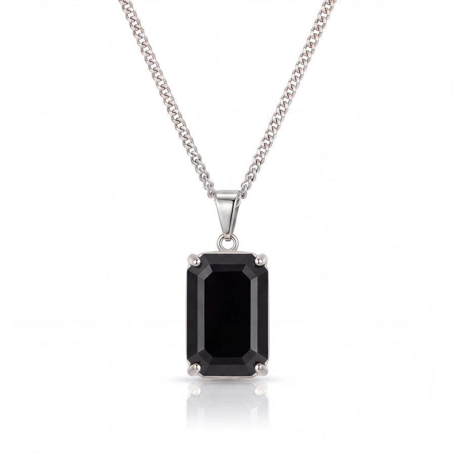 Black Stone Pendant (Silver)