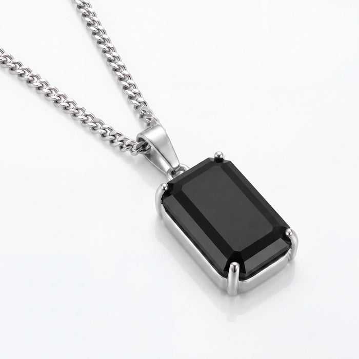 Black Stone Pendant (Silver)