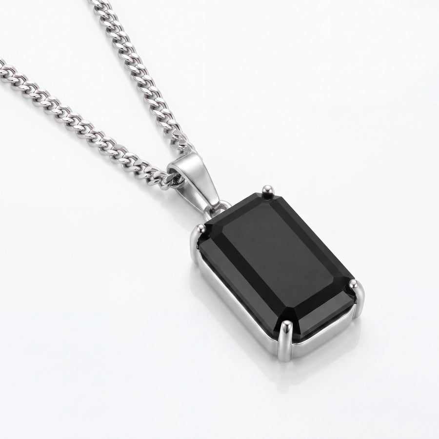 Black Stone Pendant (Silver)