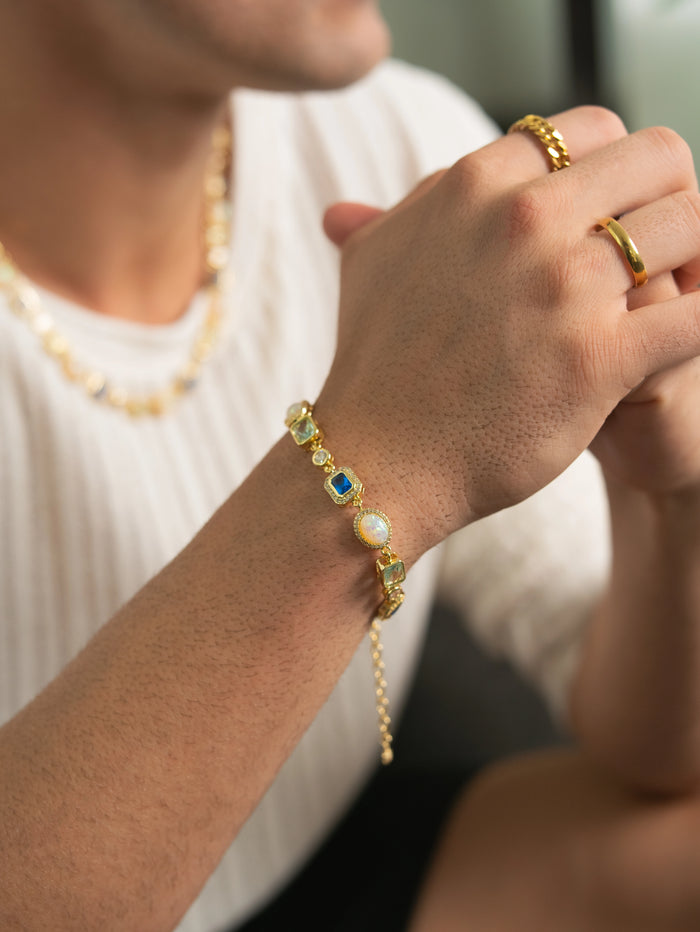 Blue Sapphire Gemstone Bracelet (Silver)