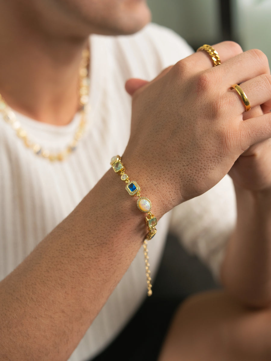 Blue Sapphire Gemstone Bracelet (Silver)