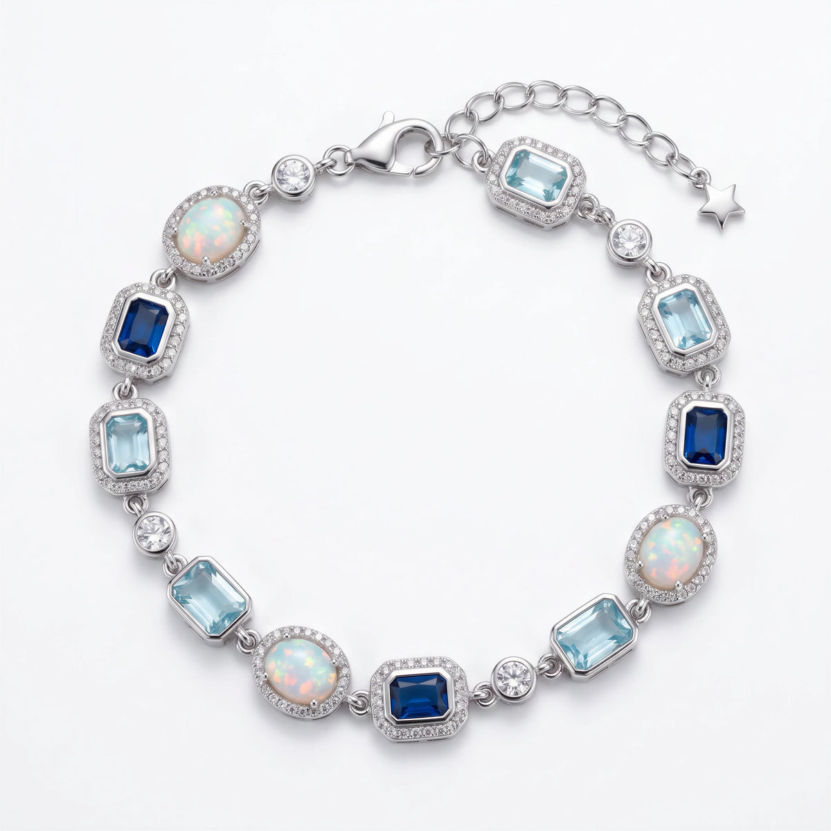 Blue Sapphire Gemstone Bracelet (Silver)