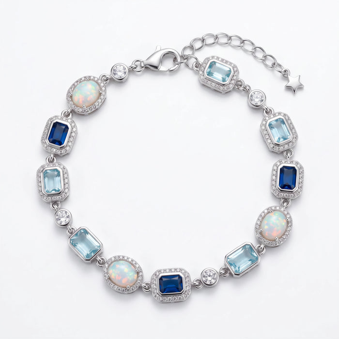 Blue Sapphire Gemstone Bracelet (Silver)