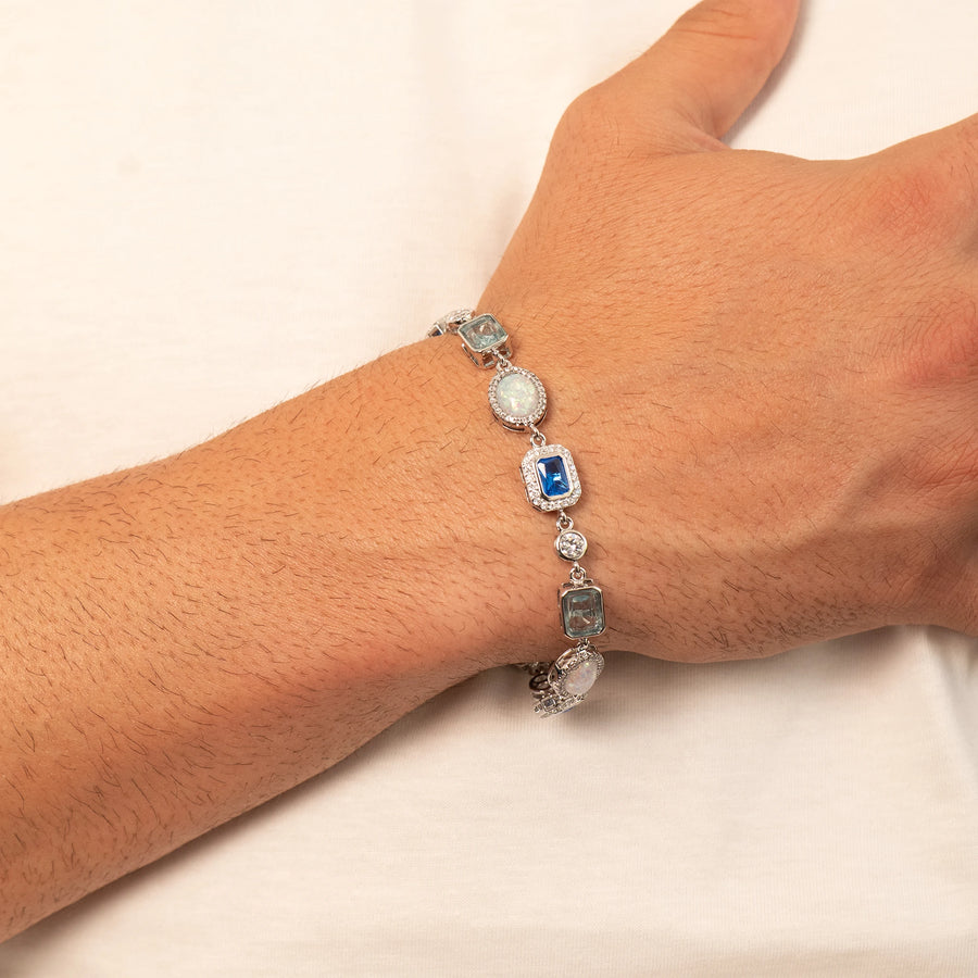 Blue Sapphire Gemstone Bracelet (Silver)