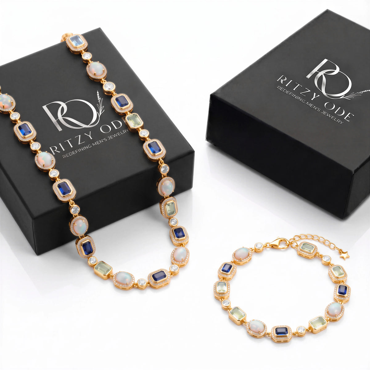 Blue Sapphire Gemstone Set (Gold)