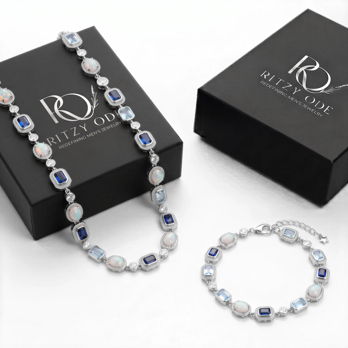 Blue Sapphire Gemstone Set (Silver)