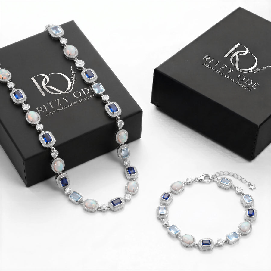 Blue Sapphire Gemstone Set (Silver)