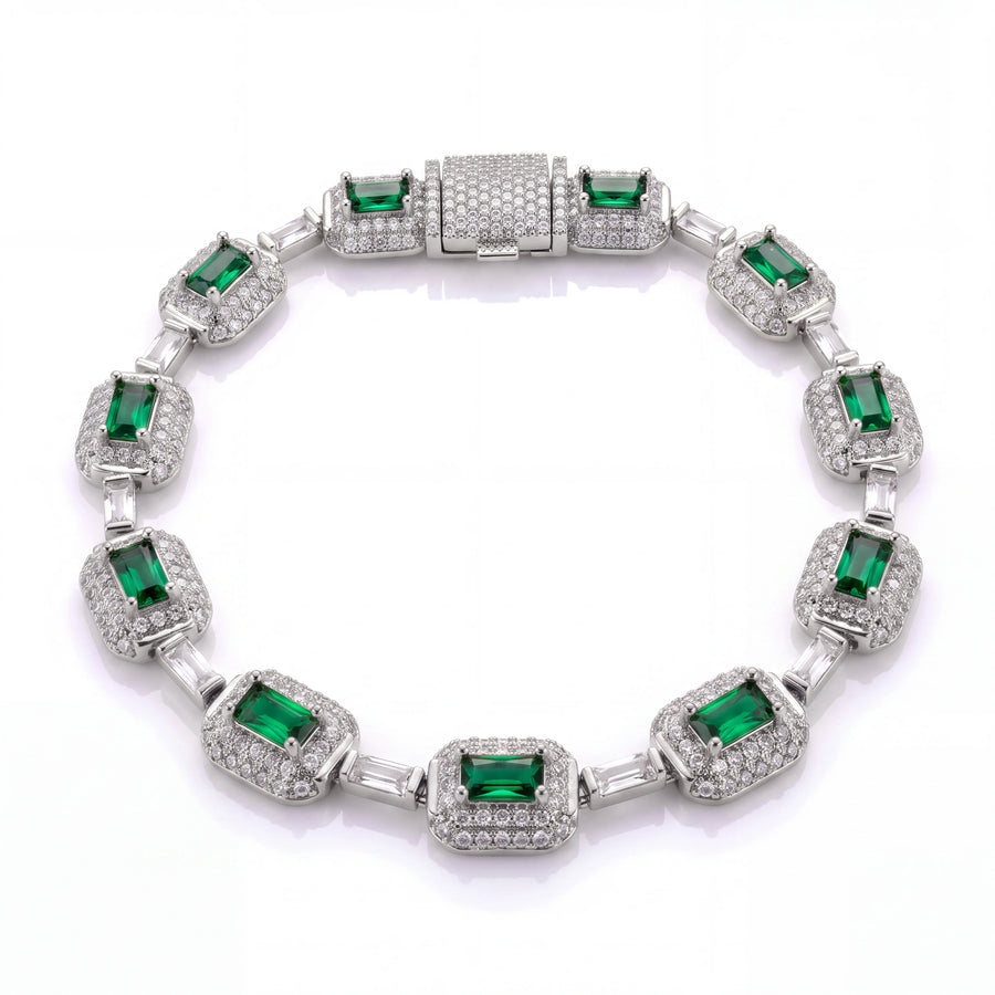 Emerald Green Iced Bracelet (Silver)