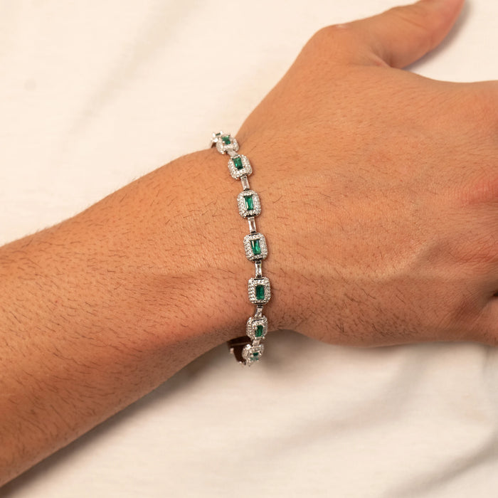 Emerald Green Iced Bracelet (Silver)