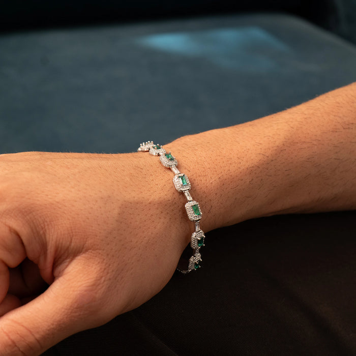 Emerald Green Iced Bracelet (Silver)