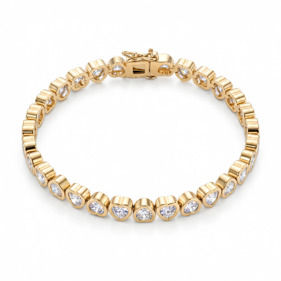 Hearts Iced Bracelet (Gold)