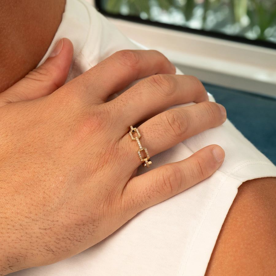 Iced Paperclip Ring (Gold)