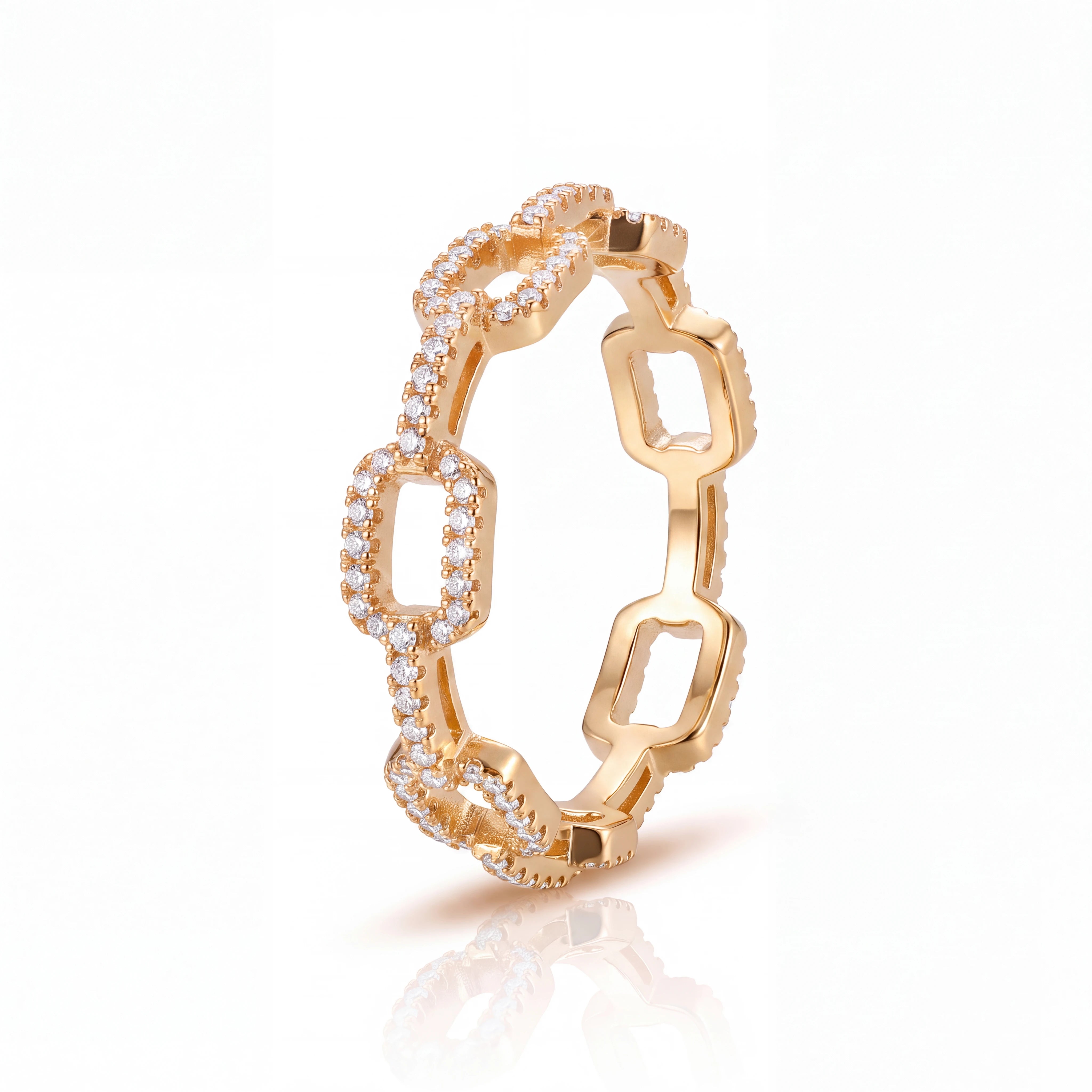 Iced Paperclip Ring (Gold)