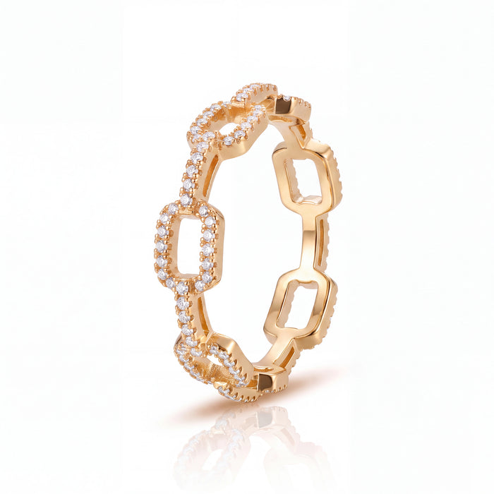 Iced Paperclip Ring (Gold)