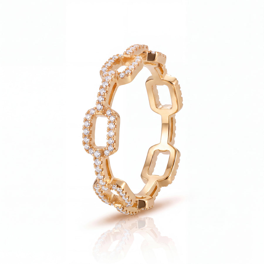 Iced Paperclip Ring (Gold)