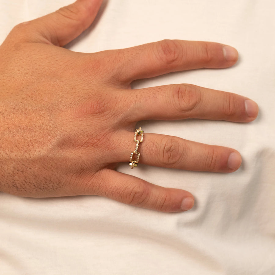 Iced Paperclip Ring (Gold)