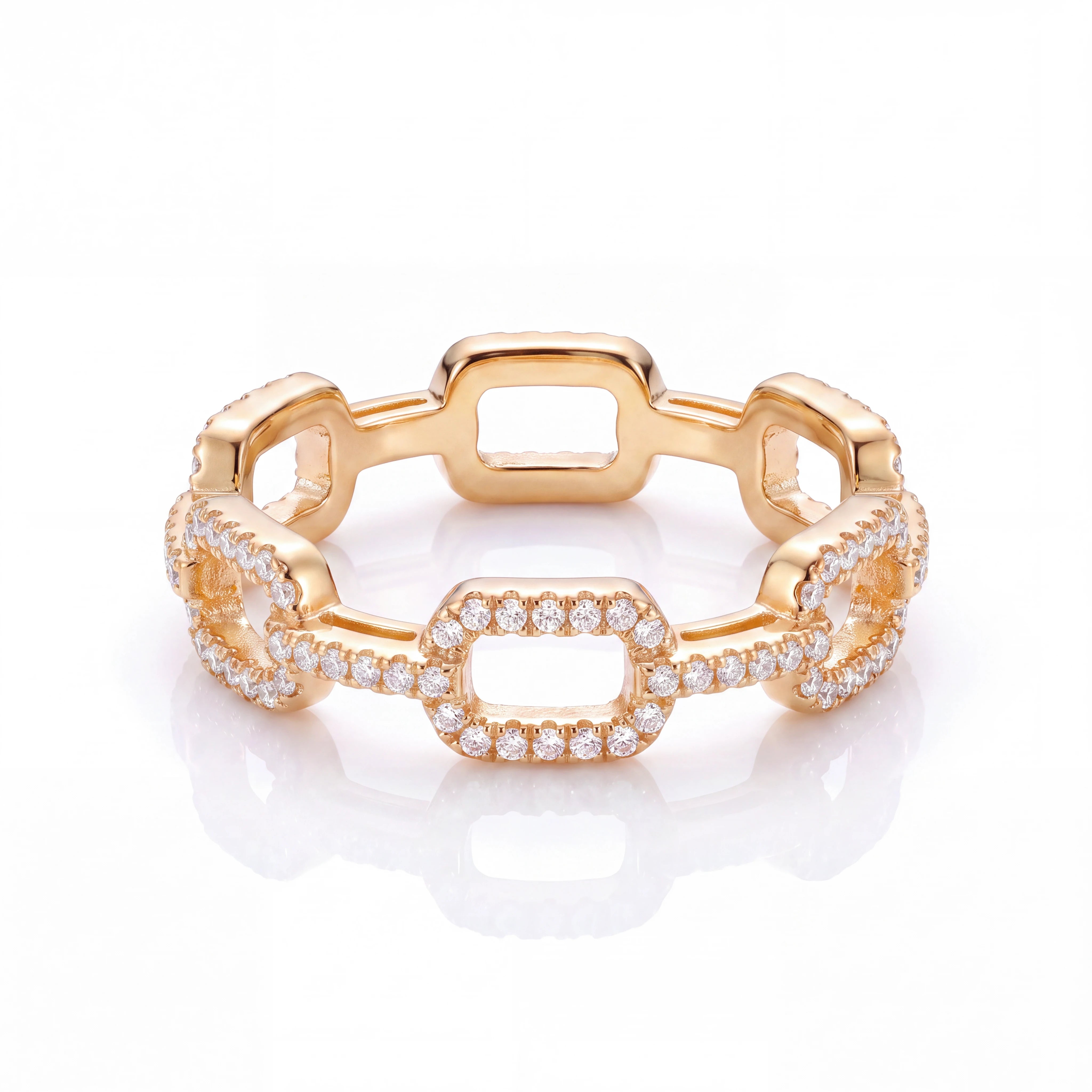 Iced Paperclip Ring (Gold)