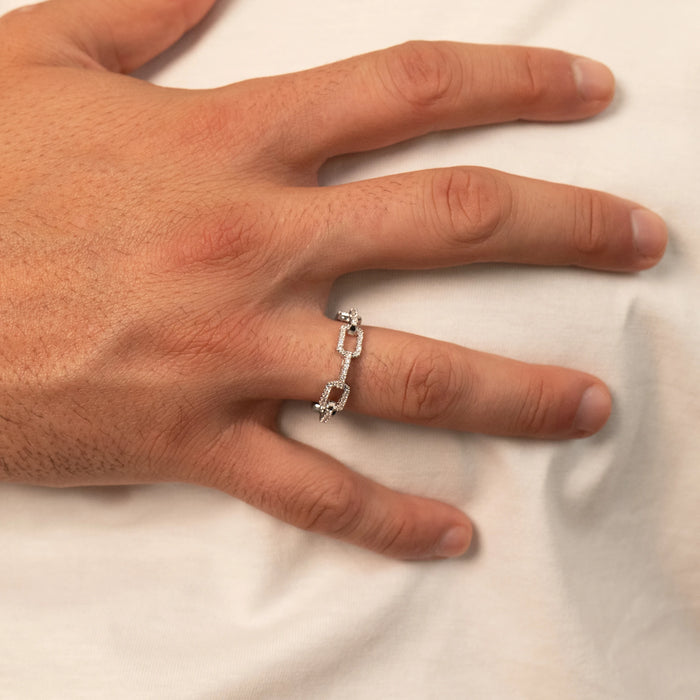Iced Paperclip Ring (Silver)