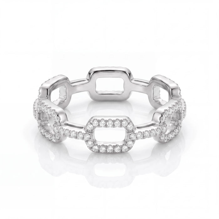 Iced Paperclip Ring (Silver)