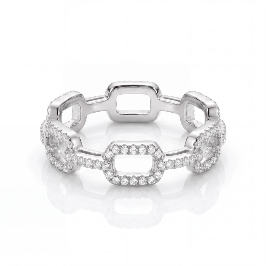 Iced Paperclip Ring (Silver)