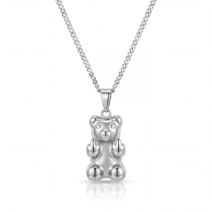 Insulting Bear Pendant (Silver)