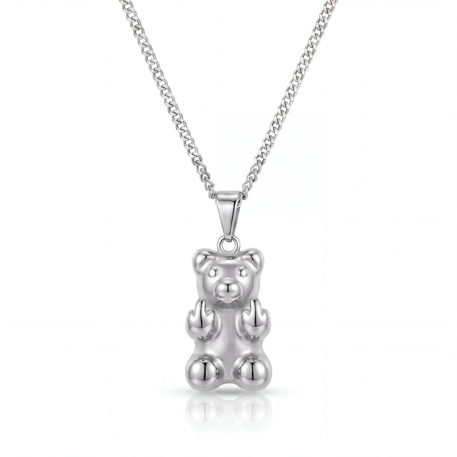 Insulting Bear Pendant (Silver)