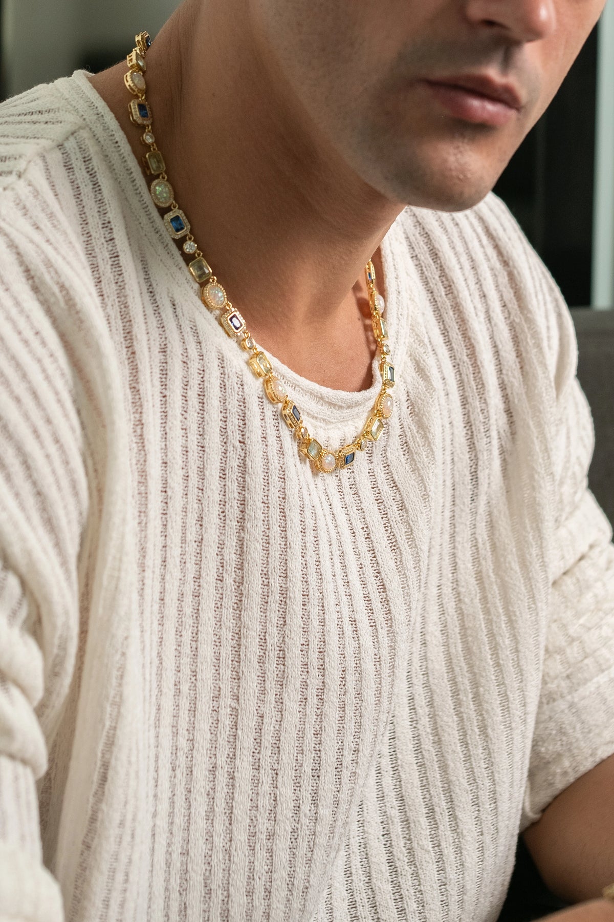 Blue Sapphire Gemstone Necklace (Gold)