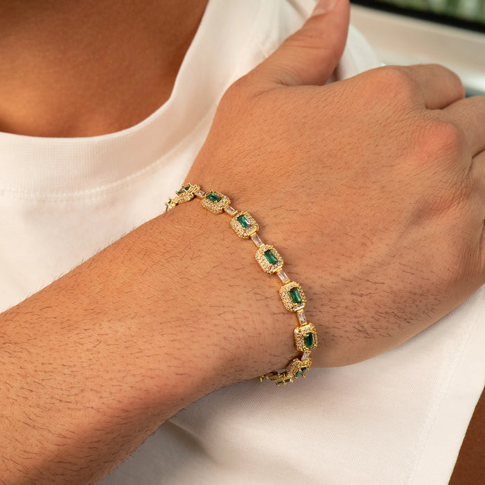 Emerald Green Iced Bracelet (Gold)