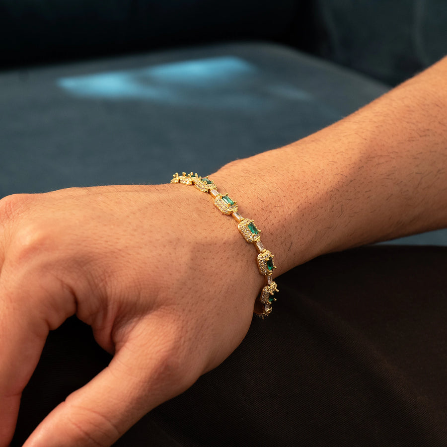 Emerald Green Iced Bracelet (Gold)